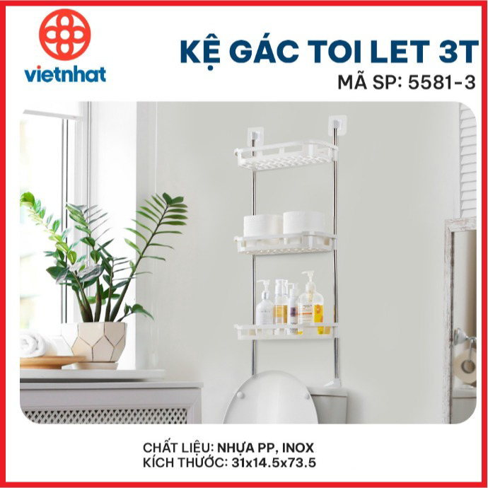 Kệ Gác Toilet 3 Tầng Việt Nhật Ctb479 – Bechip