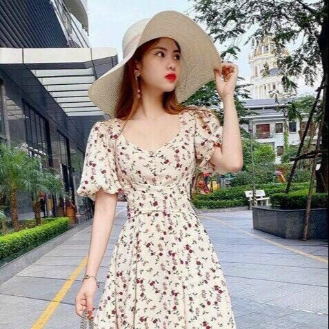 đầm Váy Nữ Kate Lụa Hoa Tay Phồng Sa689 – Sam Store