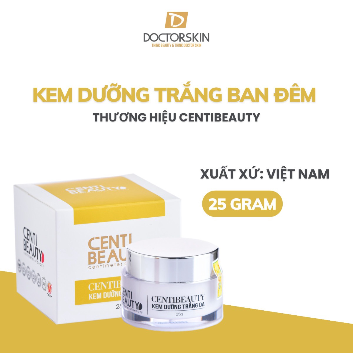 Kem Dưỡng Trắng Phục Hồi Trẻ Hóa Da Ban đêm Centibeauty 25g