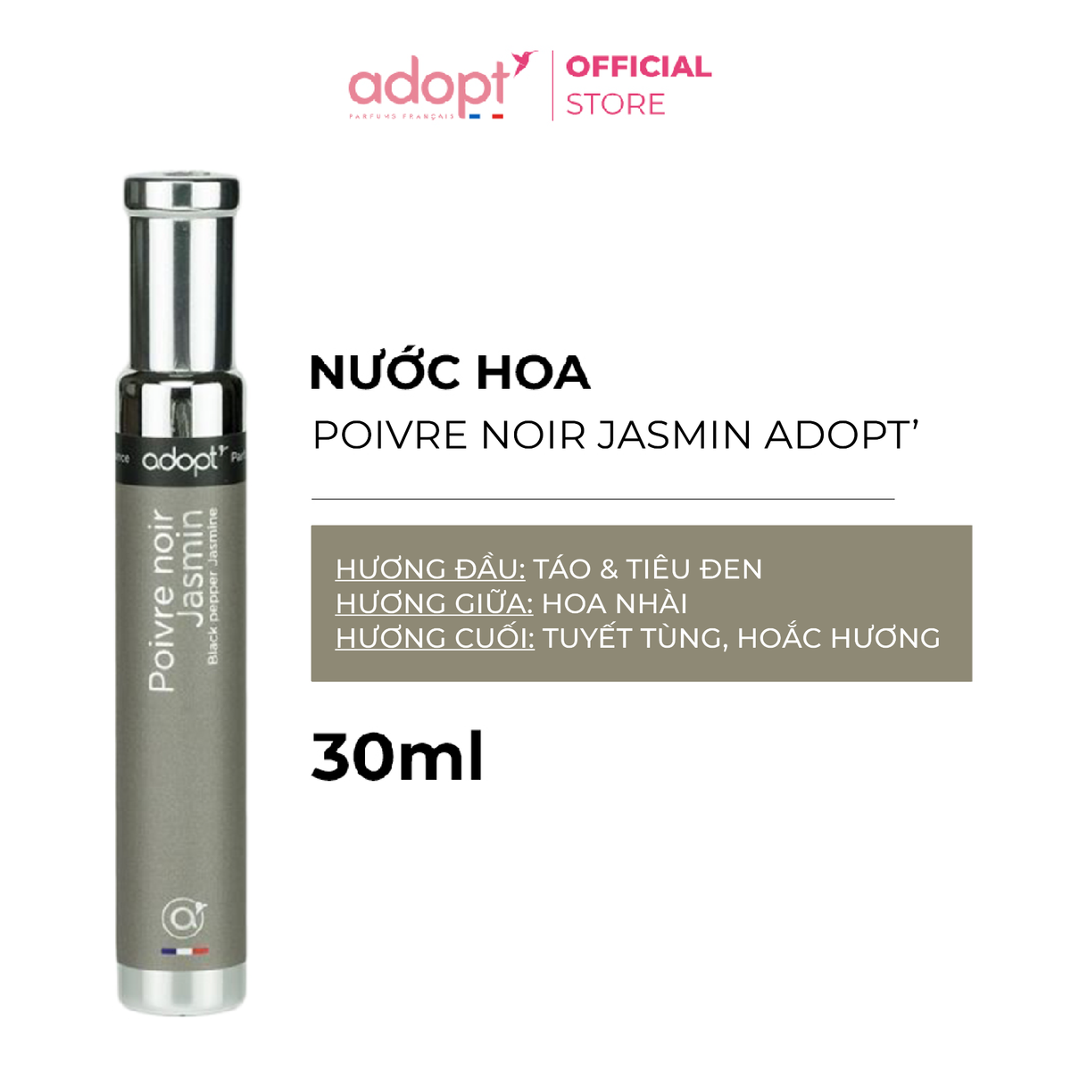 Nước Hoa Nam Poivre Noir Jasmin 30ml – Adopt’