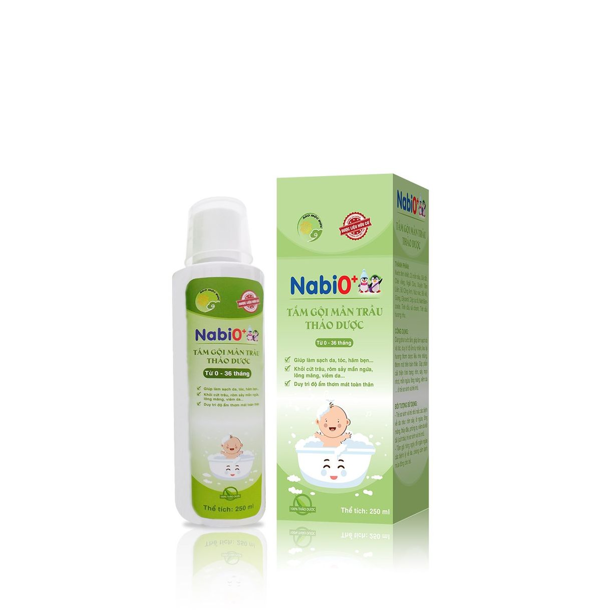 [thùng] Nabi0+ Tắm Gội Mần Trầu Thảo Dược 250ml – Sao Mộc đức – 48 Chai/thùng