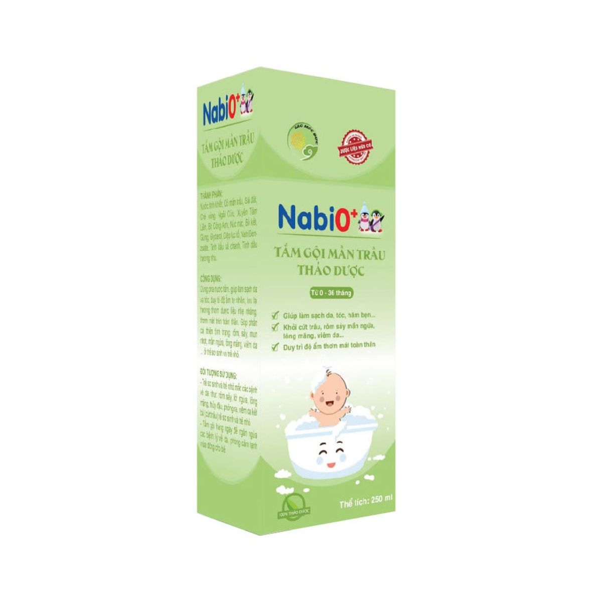 [thùng] Nabi0+ Tắm Gội Mần Trầu Thảo Dược 250ml – Sao Mộc đức – 48 Chai/thùng