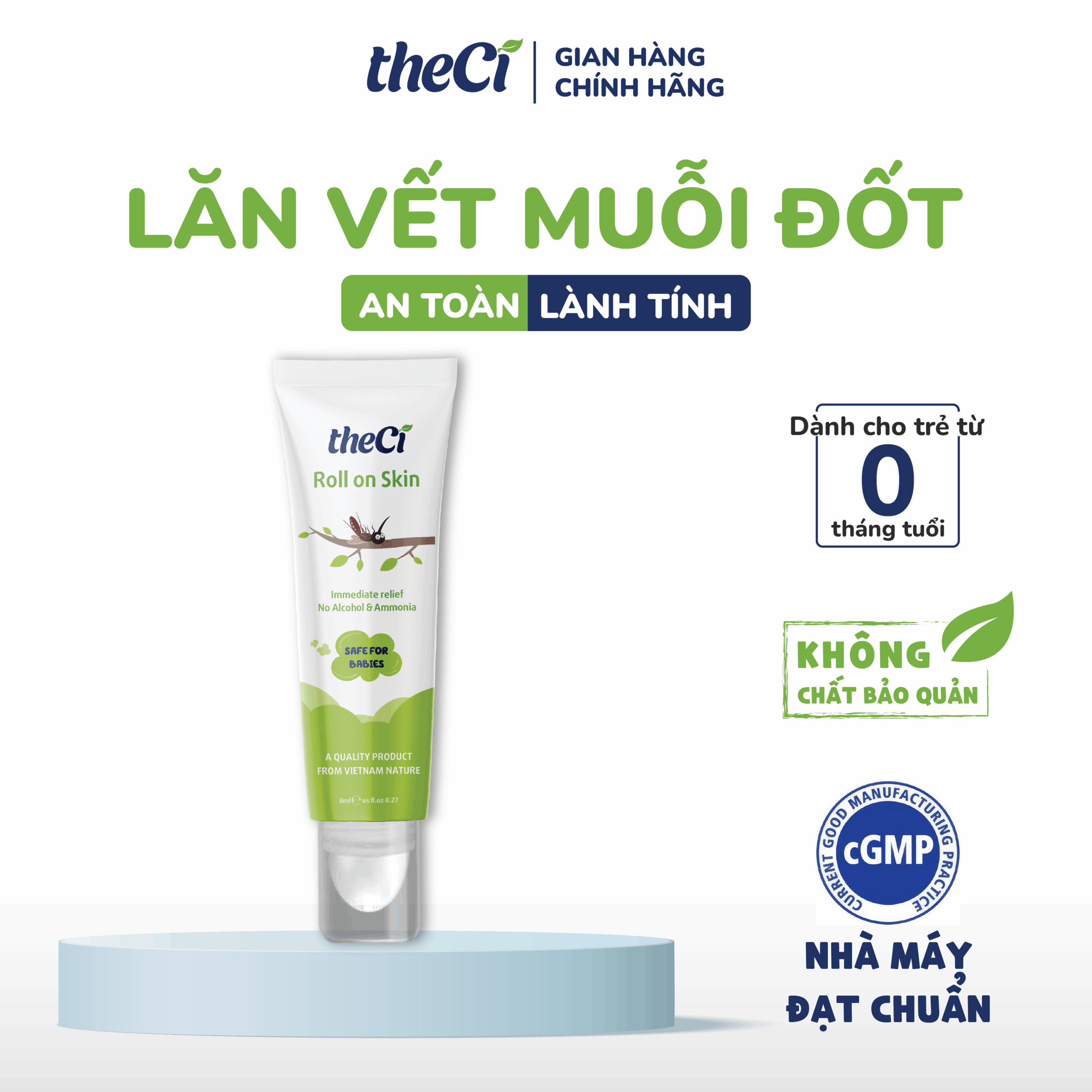 Thanh lăn xua đuổi muỗi cho bé theCi 8g 7 Thanh lăn xua đuổi muỗi cho bé theCi 8g