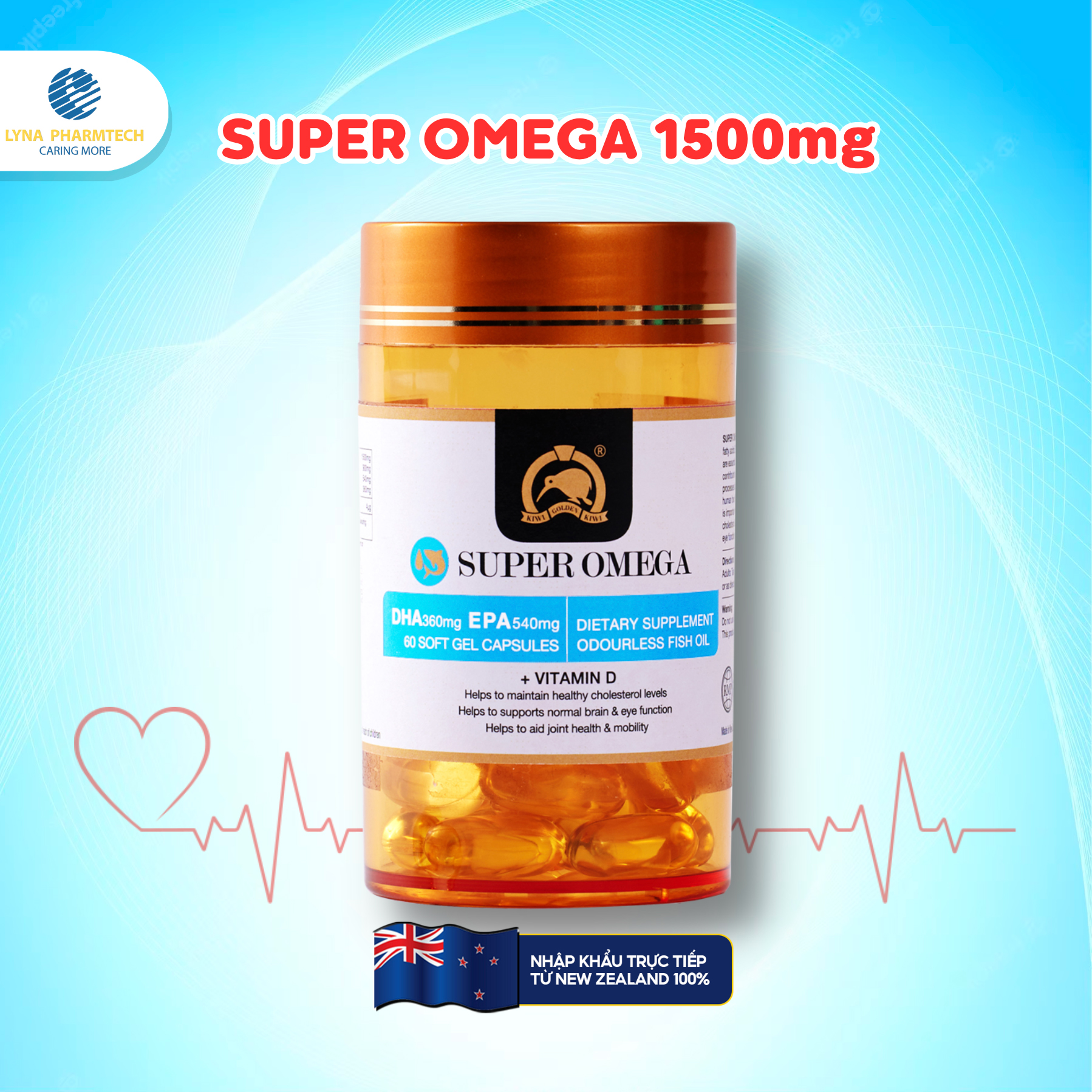 Thực phẩm bảo vệ sức khỏe KIWI GOLDEN KIWI Super Omega SGC Hộp 60 viên