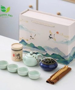 Bộ ấm Chén Sứ Quà Tặng Kèm Hộp Và Túi Rất đẹp – Sương Mai