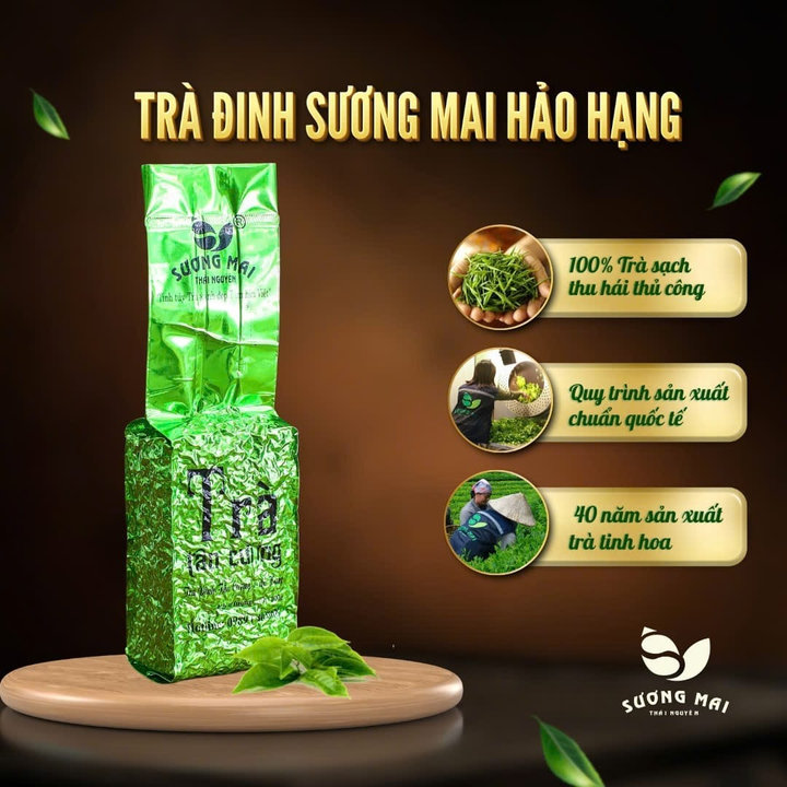 Set 2 Gói Trà đinh Hảo Hạng Sương Mai Kèm Hộp Gỗ Thông Sang Trọng Sương Mai