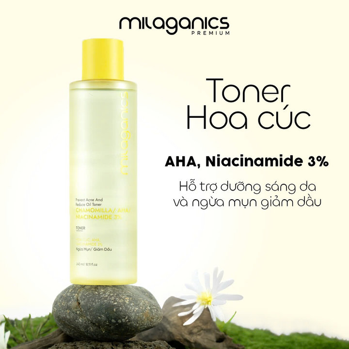Toner Hoa Cúc Giúp Giảm Mụn Sáng Da Xỉn Màu 240ml-milaganics