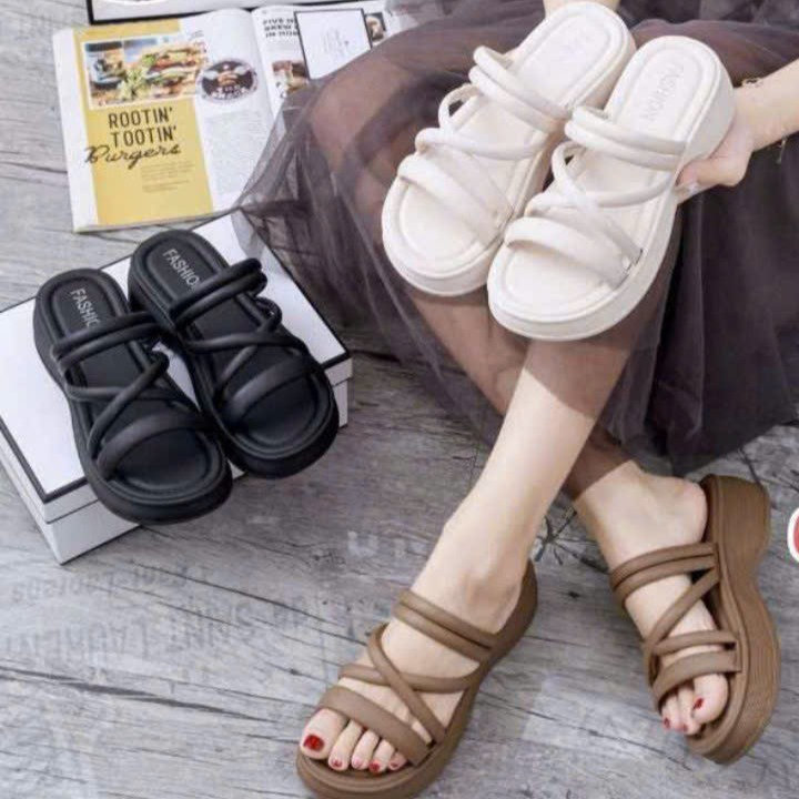 Dép Nữ Dây Chéo, đế Cao 5cm, Siêu êm, Lên Chân Sang Chảnh- Haanh