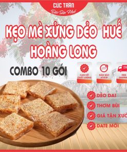 Combo 10 Gói ( Gần 2 Kg ) Kẹo Mè Xửng Dẻo Huế Hiệu Hoàng Long: Dẻo, Dai, Thơm, Bùi Béo ăn Là Ghiền – Ctb835