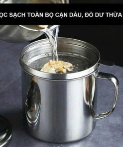 Ca Lọc Dầu ăn Inox 304 Cao Cấp Không Gỉ 1200ml Lọc Chất Cặn Trong Dầu Thừa, Bình Lọc Dầu Inox