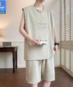 đồ Bộ Nam Vải Thun Lạnh Mát Mịn In Dập Nổi Logo Chữ Nice Day đủ Size Tp65 – Golden Dream
