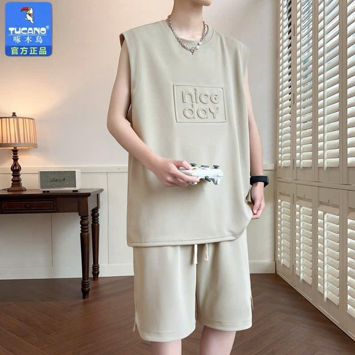 đồ Bộ Nam Vải Thun Lạnh Mát Mịn In Dập Nổi Logo Chữ Nice Day đủ Size Tp65 – Golden Dream