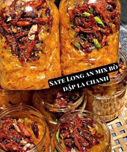 Bánh Tráng Sate Long An Mix Bò đập Lá Chanh – Hũ 400gr Siêu Nhiều – Winnie House