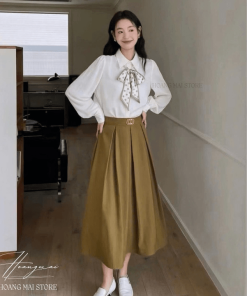 áo Phi Lụa Cổ Nơ Chấm Bi- Hoàng Mai Fashion