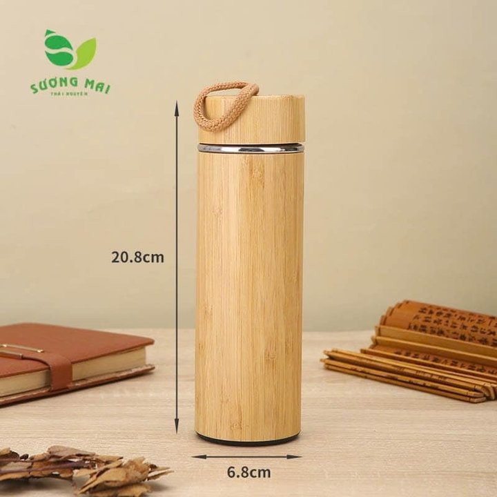Bình Giữ Nhiệt Vỏ Tre 500ml đẹp, Thân Thiện Môi Trường – Sương Mai