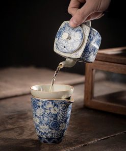 Bộ ấm Chén Gốm Sứ đức Hóa Cao Cấp, Họa Tiết Giả Cổ 9 Chi Tiết – Sương Mai