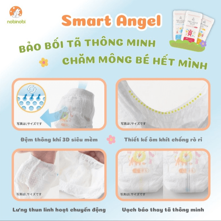 Combo 2 Tã/bỉm Quần Smart Angel Cho Bé Từ 11-14kg 38 Miếng (hàng Nội địa Nhật)