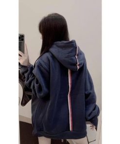 áo Khoác Hoodie Phối Khóa Kéo Thiết Kế 2 Sọc Sau áo – Htmfashion