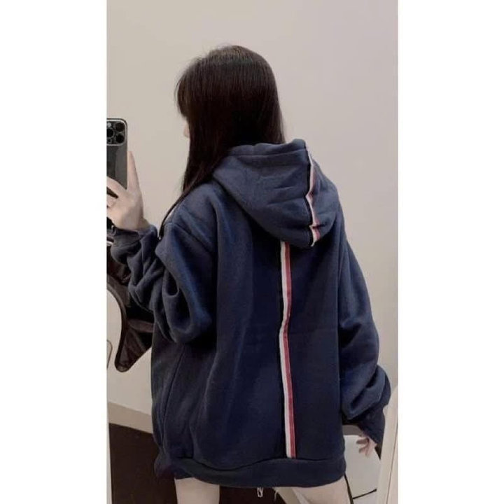 áo Khoác Hoodie Phối Khóa Kéo Thiết Kế 2 Sọc Sau áo – Htmfashion