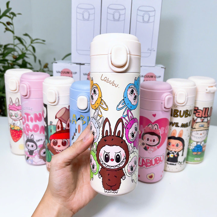 Bình Giữ Nhiệt Hoạt Hình Nút Bật 420ml Ngẫu Nhiên – Gdn