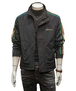 áo Khoác Dù Nam Nữ Cổ Bẻ Phối Tay 2 Sọc In Chữ ở Ngực – Htm Fashion