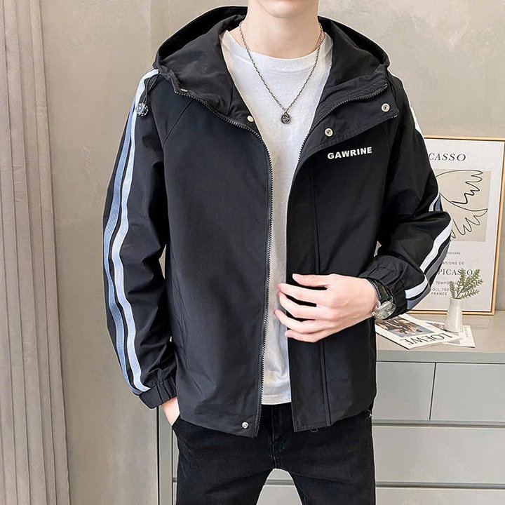 áo Khoác Dù Nam Nữ Có Nón Phối Khóa Kéo In Chữ Gawrine – Htm Fashion