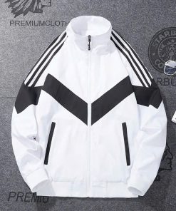 áo Khoác Dù Nam 2 Lớp Cổ đứng Thiết Kế Khóa Keoa Tay 3 Sọc Chữ V – Htm Fashion