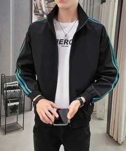 áo Khoác Dù Nam Nữ Cổ Trụ Phối Tay 3 Sọc Xanh – Htm Fashion
