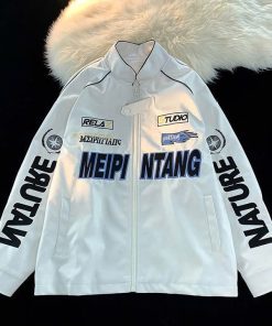 áo Khoác Dù 2 Lớp From Rộng Chạy Sọc Mí In Chữ Meili Có Cúc Bấm Cổ Unisex Tp80 – Phương Store