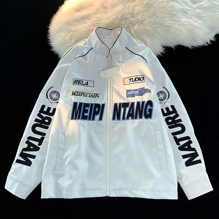 áo Khoác Dù 2 Lớp From Rộng Chạy Sọc Mí In Chữ Meili Có Cúc Bấm Cổ Unisex Tp80 – Phương Store