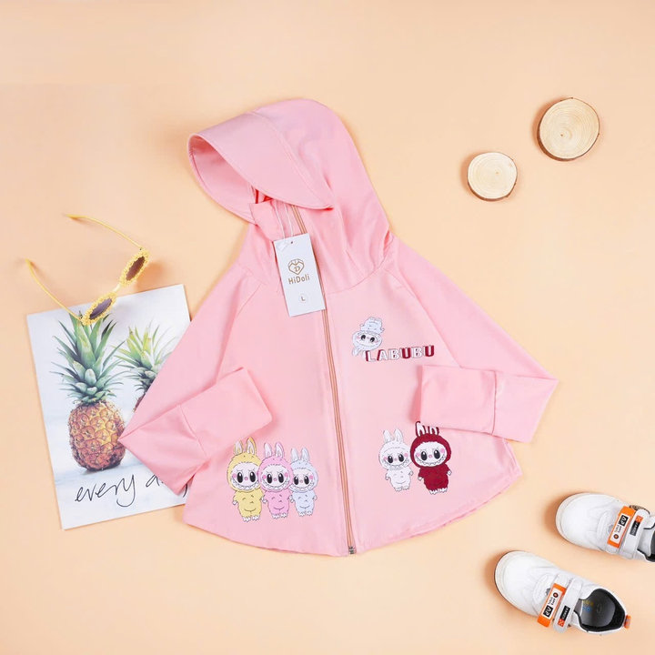 áo Chống Nắng Cho Bé In Hình Labubu, Dáng Cánh Dơi Chất Thun Lạnh Mềm Mát Chống Tia Uv-chipxinhxk