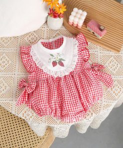 Body Caro Cổ Yếm Dâu Cho Bé Gái Sơ Sinh 1 2 Tuổi