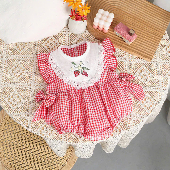 Body Caro Cổ Yếm Dâu Cho Bé Gái Sơ Sinh 1 2 Tuổi