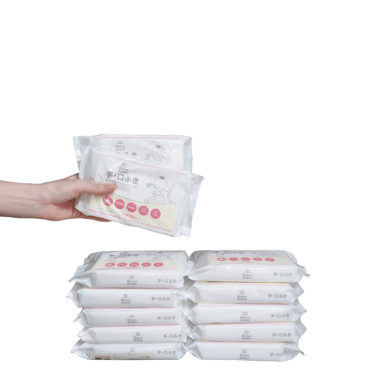 Combo 10 Tặng 2 Khăn Giấy ướt Smartangel Chiết Xuất Từ Nước Tinh Khiết Không Mùi Cho Bé (80 Miếng X 1 Gói)