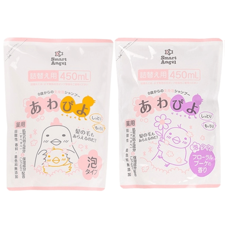 (nội địa Nhật) Sữa Tắm Gội Toàn Thân Awapiyo Smartangel Dịu Nhẹ, An Toàn Và Lành Tính Cho Bé 450ml X 2 Gói