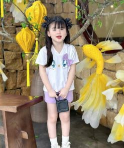 đồ Bộ áo Thun Có Nơ Quần Short Thoải Mái Mát Mẻ Cho Bé Gái Mùa Hè