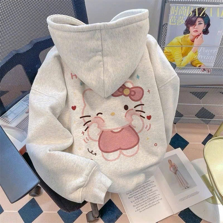 áo Hoodie Nữ Vải Nỉ Ngoại Form Rộng In Hình Kitty Má Hồng Siêu Xinh Tp80 – Golden Dream