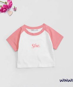 áo Thun Bé Gái Croptop Ngắn Tay In Hình Dễ Thương Từ 12-45kg Dành Cho Bé Gái