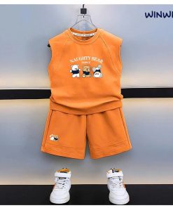 Bộ Thun Sát Nách Bé Trai In Gấu Từ 8-24kg Dành Cho Bé Trai