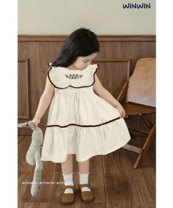 đầm Tiểu Thư Bé Gái Kate Hàn Cao Cấp Từ 8-40kg Kiểu Babydoll Thêu Hoa Nhí Dành Cho Bé Gái