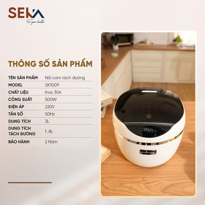 Nồi Cơm Tách đường đa Chức Năng Seka, Lòi Nồi Cơm Inox Tự Chống Dính, Dung Tích 1.5l Nấu Cơm – Bảo Hành 24 Tháng