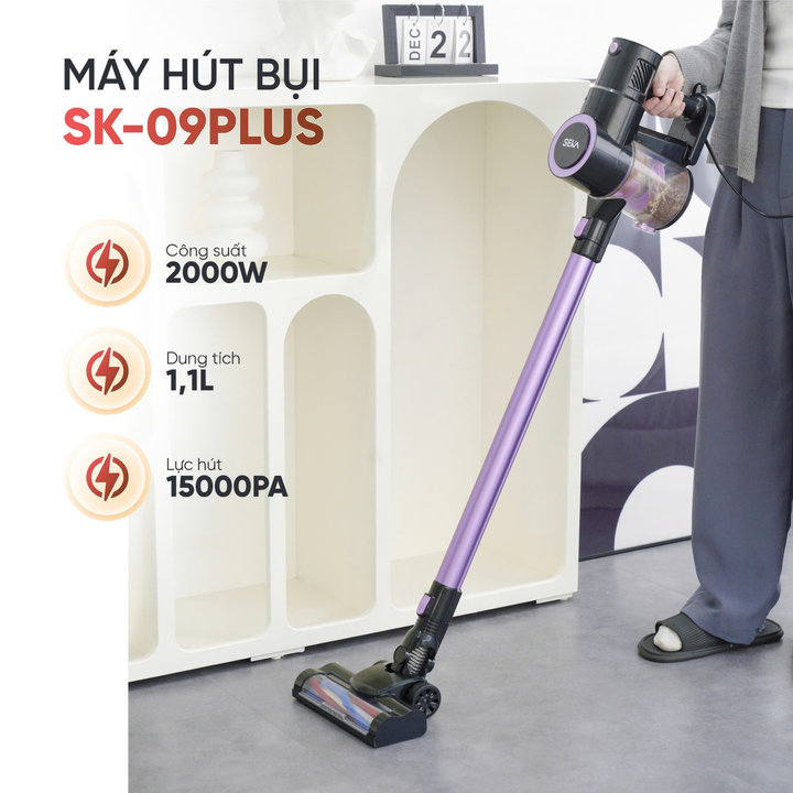 Máy Hút Bụi Cầm Tay Seka Sk-09 Plus Nâng Cấp Toàn Diện, Hút Bụi Lau Sàn, Tự động Làm Sạch Con Lăn – Bảo Hành 12 Tháng