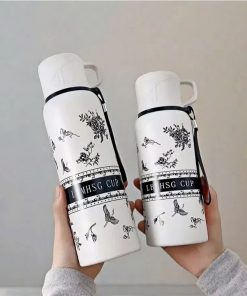 Bình Giữ Nhiệt Inox 316 Họa Tiết Hoa Trà 800ml Màu Ngẫu Nhiên – Su