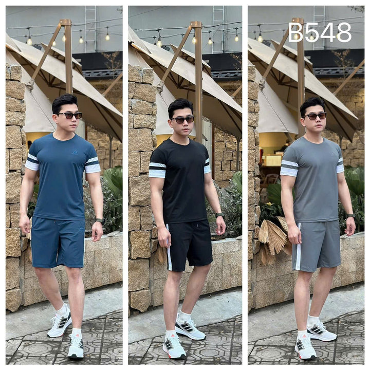 Bộ Thể Thao Nam Cổ Tròn Phối Tay Chất Cá Sấu Mịn Mát – Thời Trang Hc