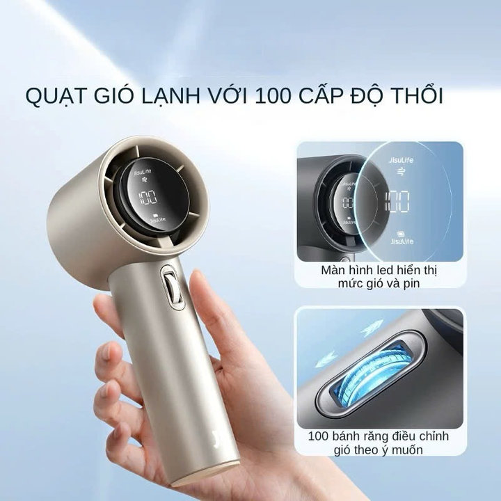 Quạt Tích điện Hiển Thị đèn Led Với 100 Mức Gió Veeco Vmf-05 – Gdn